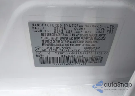 2018 Nissan Sentra S из США, поврежденный, VIN 3N1AB7AP2JY293493